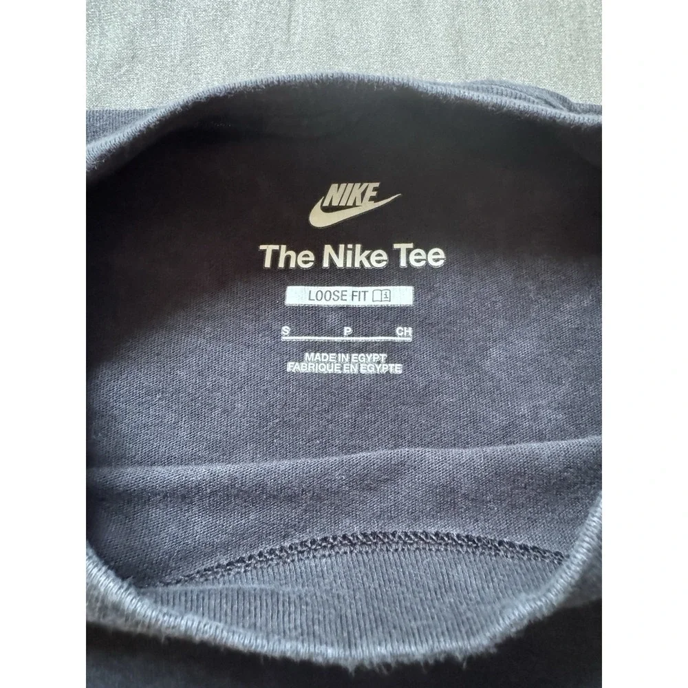 Nike Just Do It Script Tee Women's Small Black Acid Wash Loose Fit Cotton Shirt